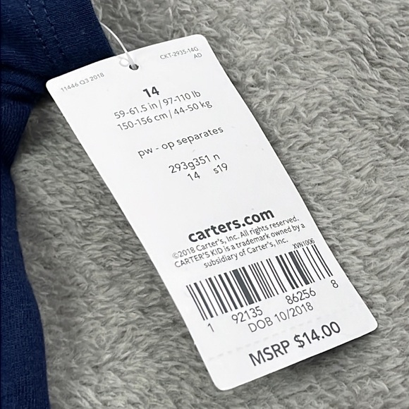 NEW Carters 14 100% Cotton Moon Phases Blue Short Sleeve T Shirt - Picture 3 of 7